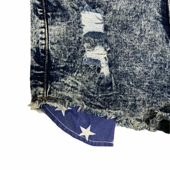 Denim Blvd High-Waisted Denim Shorts Medium 28W 12” High Rise USA Flag  4th July - Picture 4 of 10